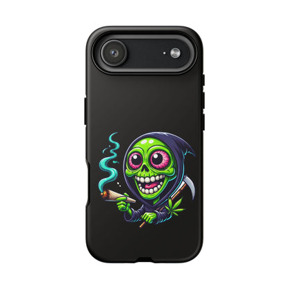 Grinning Stoner Grim Reaper Phone Case – Cannabis Skull iPhone Cover
