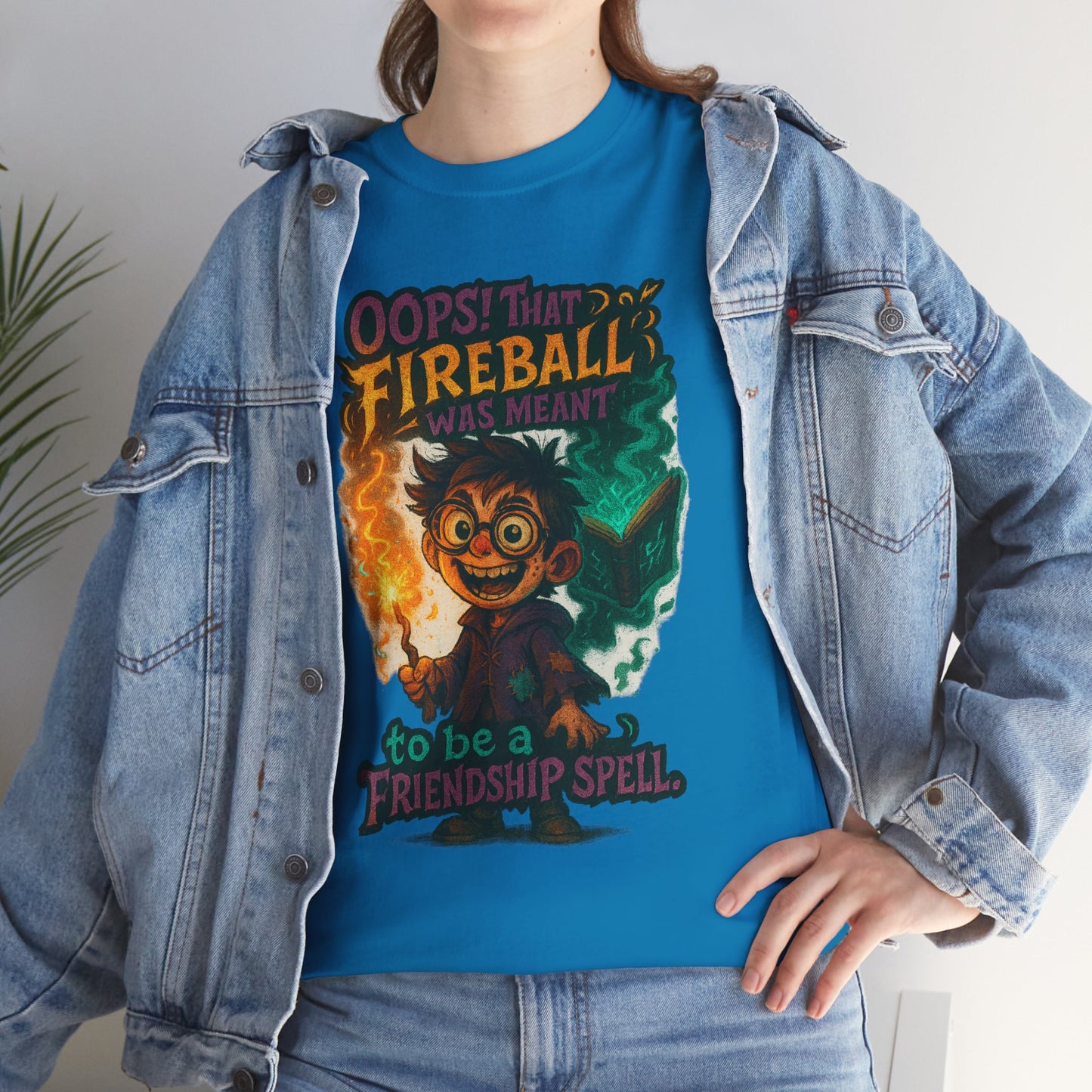 Fireball Wizard Character Tee | 'Friendship Spell' Magic Illustration