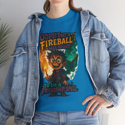 Fireball Wizard Character Tee | 'Friendship Spell' Magic Illustration
