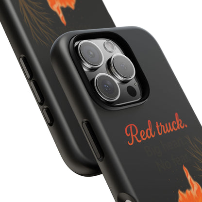 Phone Case — 'Red truck' Fire Truck Design, Vintage Firefighter Gift