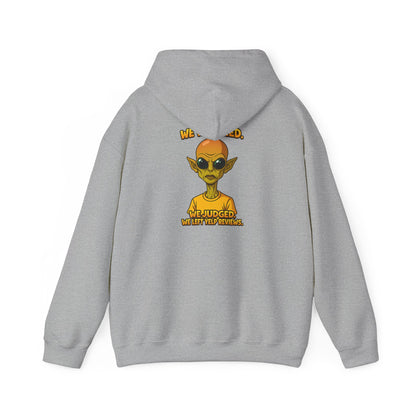 Alien Graphic Hoodie - "We Judged, We’ve Deported" Satirical UFO Sweatshirt