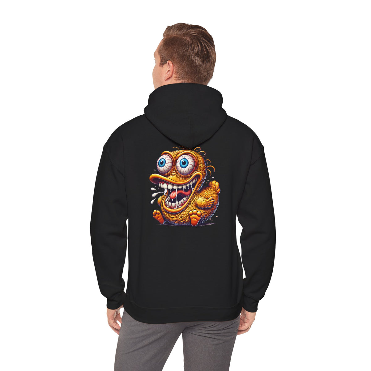 Hoodie — Whimsical Big-Eyed Monster Cartoon Back Print