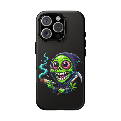 Grinning Stoner Grim Reaper Phone Case – Cannabis Skull iPhone Cover