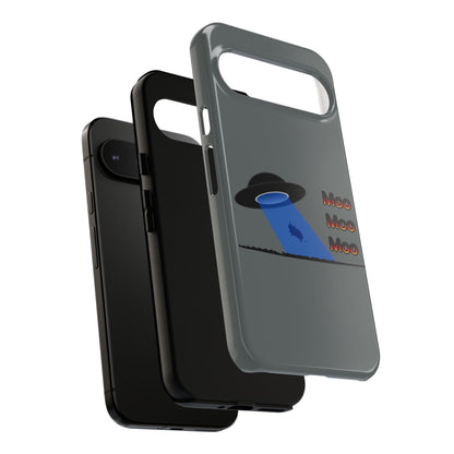 Phone Case — Funny UFO Cow Abduction Design with “Moo Moo Moo”