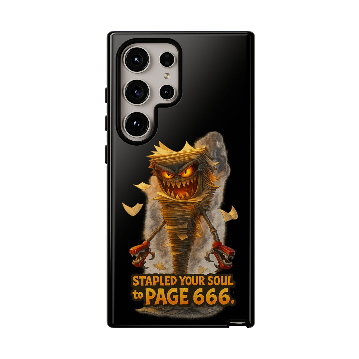 Phone Case — Halloween Mummy Creature “Stapled Your Soul to Page 666” Horror Design