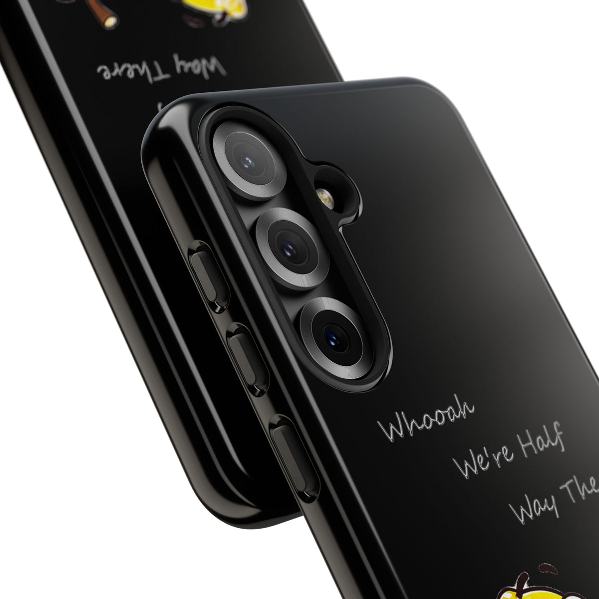 Phone Case - Playful Pear & Lemon Illustration with “Whooah We're Half Way There”
