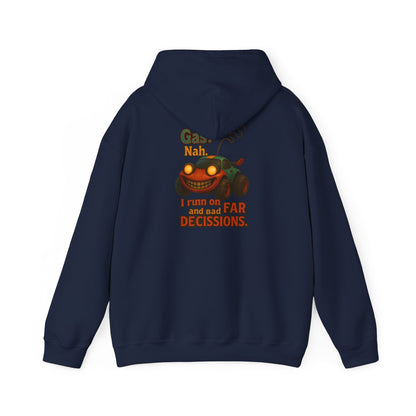 Hoodie — "Nah. I Run on Bad Decisions" Vintage Cartoon Car Graphic