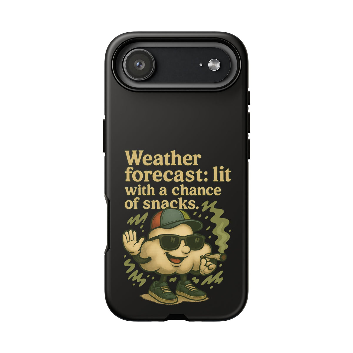 Phone Case — "Weather Forecast: Lit with a Chance of Snacks" Retro Graphic