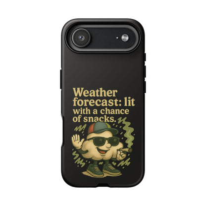 Phone Case — "Weather Forecast: Lit with a Chance of Snacks" Retro Graphic