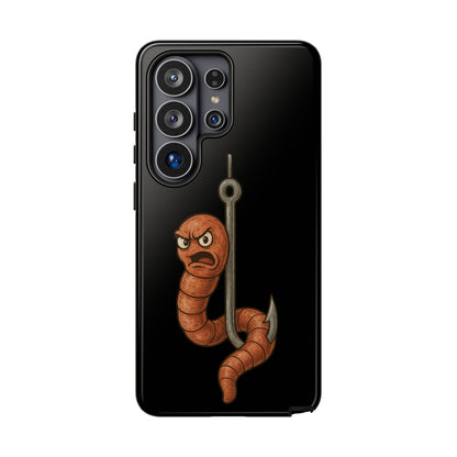 Angry Worm on Hook Phone Case – Funny Fishing Humor Protective Cover