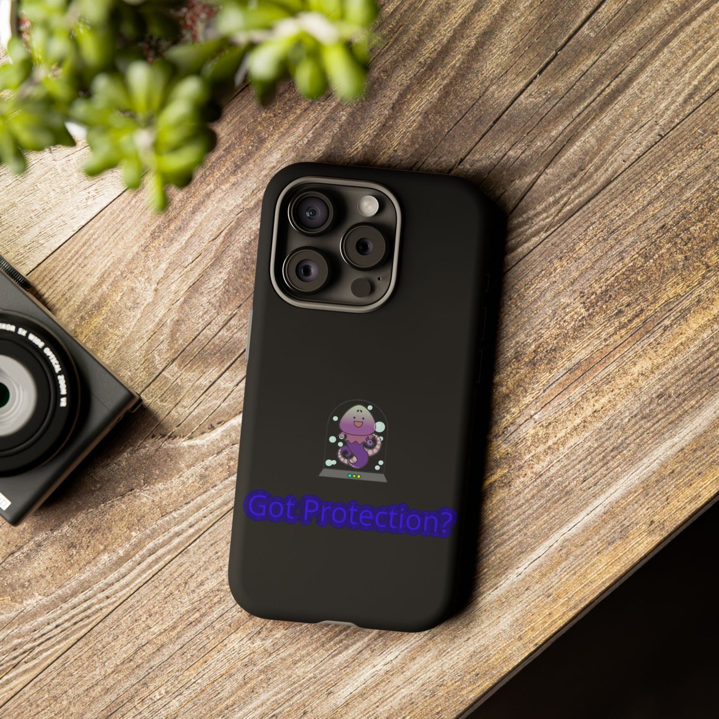 Phone Case — 'Got Protection?' Cute Purple Alien Anti-Shock Protective Cover