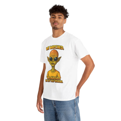 Alien Reviewer Graphic Tee — "We Watched, We Judged, We Left Yelp Reviews"