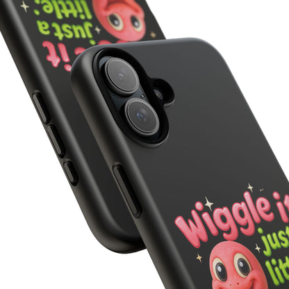 Wiggle It Worm Phone Case — Cute Pink & Green Cartoon iPhone Cover
