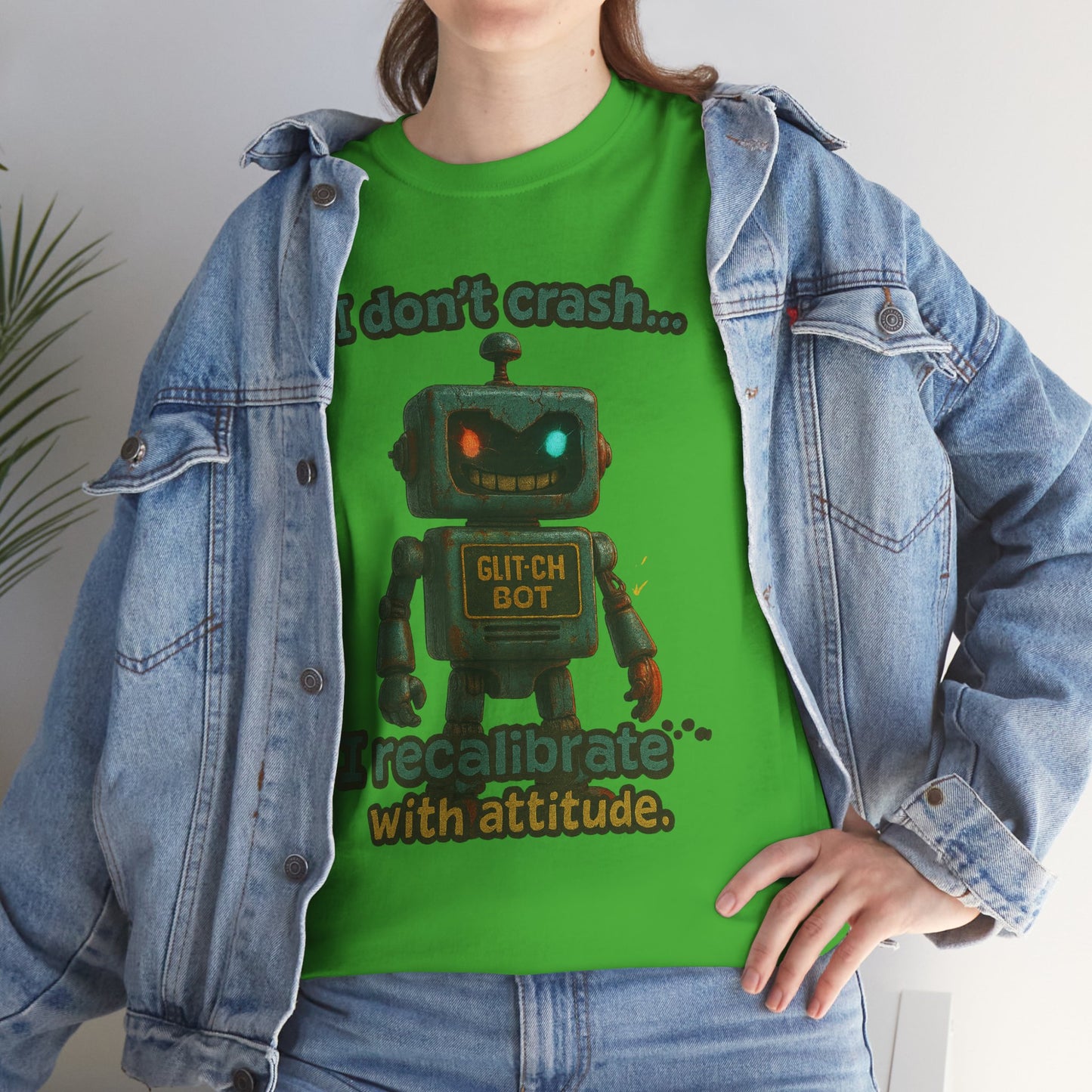 Attitude Robot I don't crash I recalibrate Tee | Robot Graphic T-Shirt