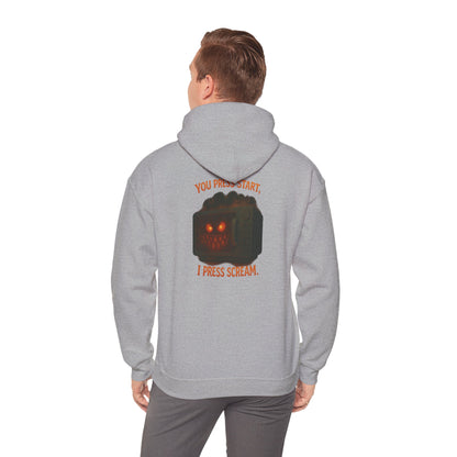 Spooky Hoodie — "You Press Start, I Press Scream" Halloween Sweatshirt