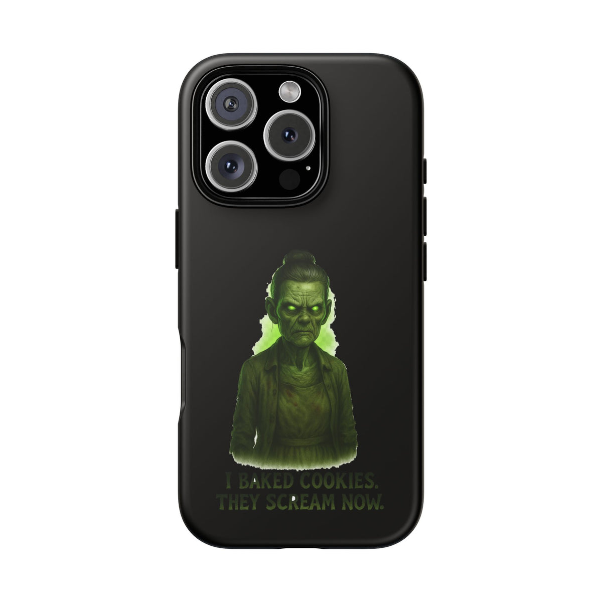Spooky Green Ghost Phone Case — "I Baked Cookies, They Scream Now" Horror iPhone Cover