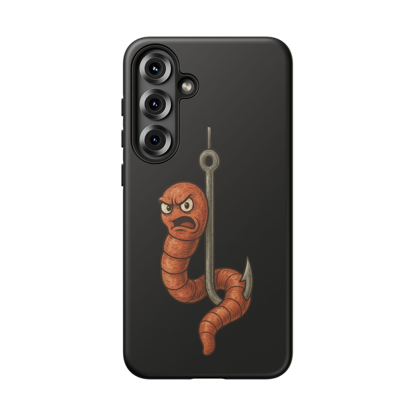 Angry Worm on Hook Phone Case – Funny Fishing Humor Protective Cover