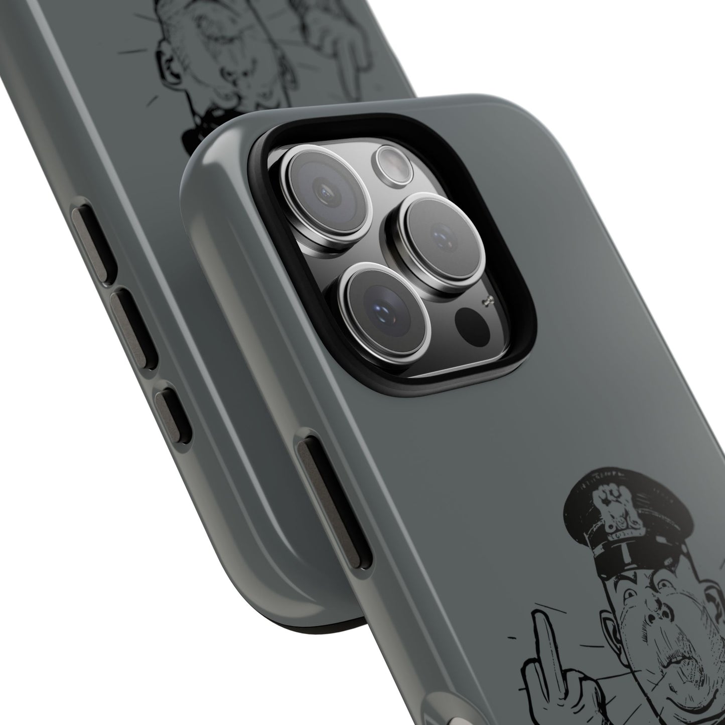 Vintage Cop Middle Finger Phone Case — Edgy Retro iPhone Protective Cover