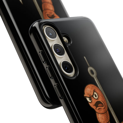Angry Worm on Hook Phone Case – Funny Fishing Humor Protective Cover