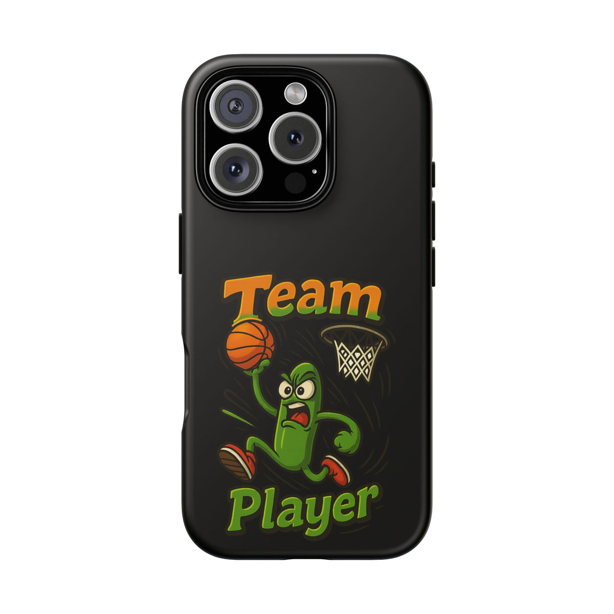 Team Player Basketball Phone Case — Cute Cartoon Pickle Dunk Phone Cover