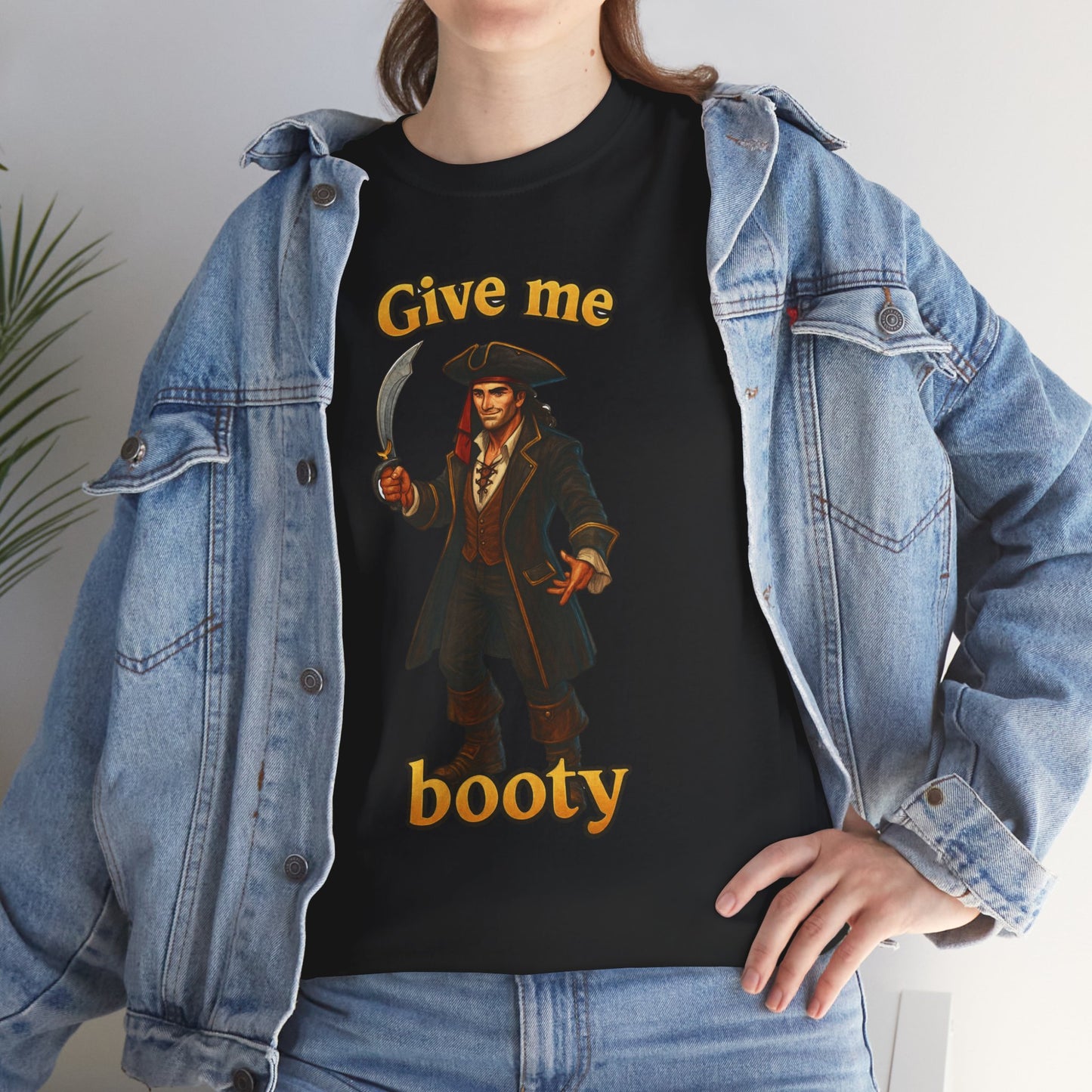Pirate with Cutlass Give Me Booty T-Shirt