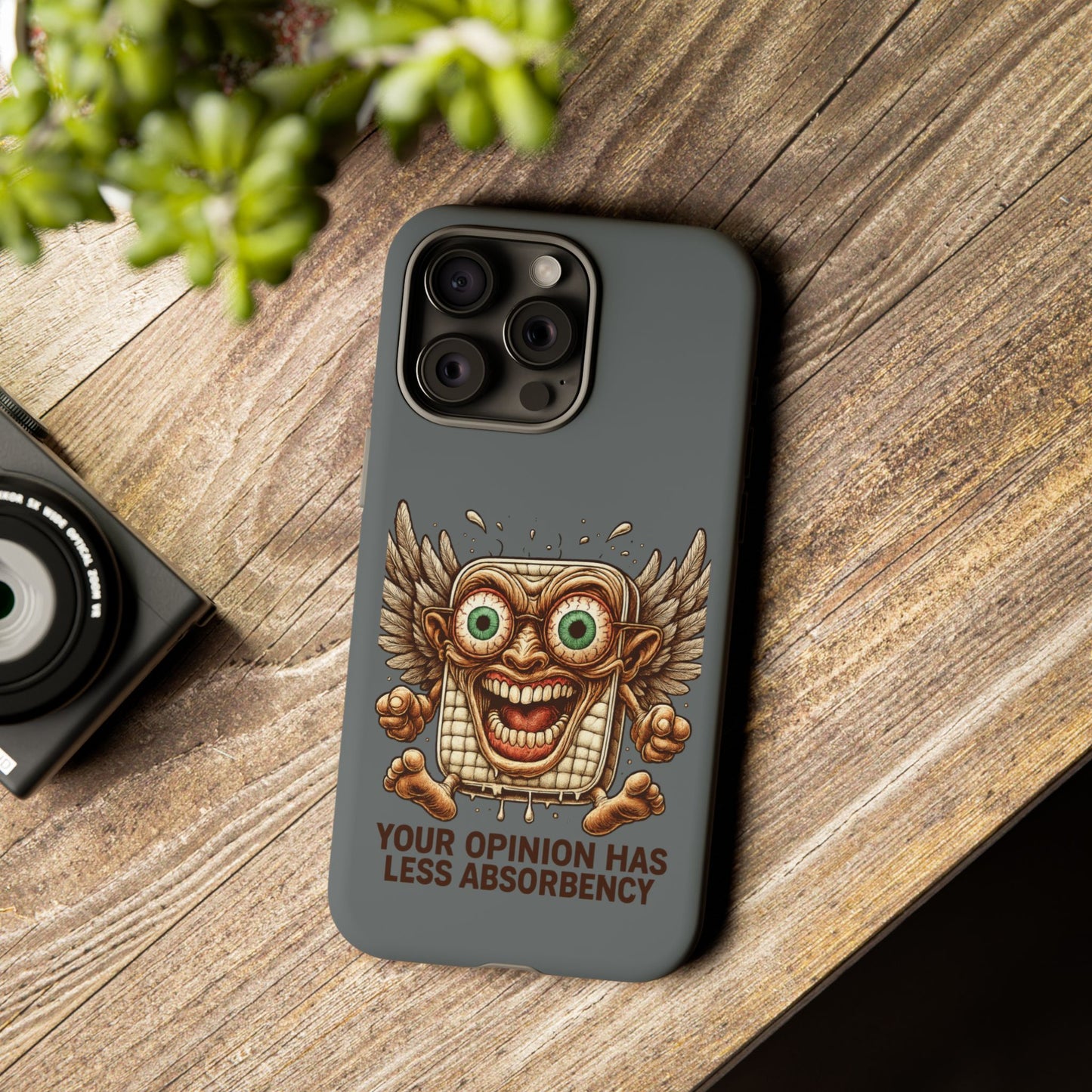 Phone Case — Funny Vintage Winged Toaster Design (“Your Opinion Has Less Absorbency”)
