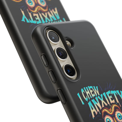 Phone Case — "I Chew Anxiety Like Bubblegum" Retro Monster Design
