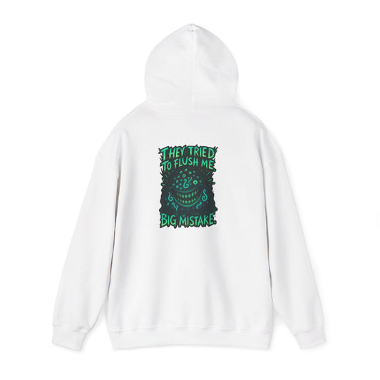 Hoodie — "You Tried to Flush Me" Grinning Monster Graphic Hoodie