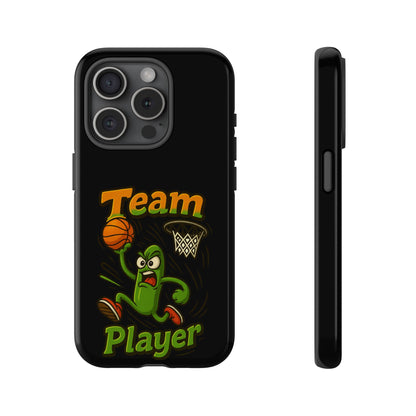 Team Player Basketball Phone Case — Cute Cartoon Pickle Dunk Phone Cover