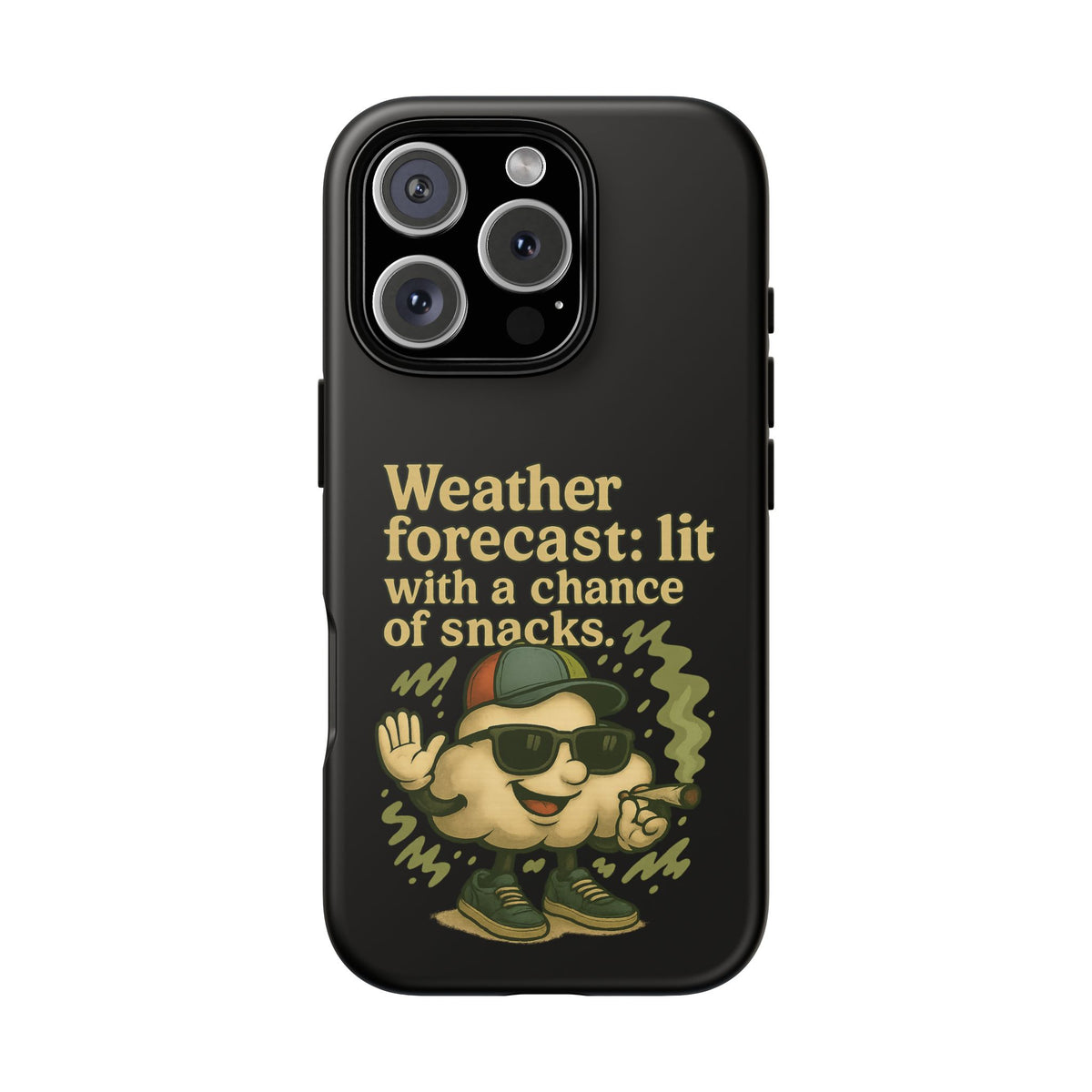 Phone Case — "Weather Forecast: Lit with a Chance of Snacks" Retro Graphic