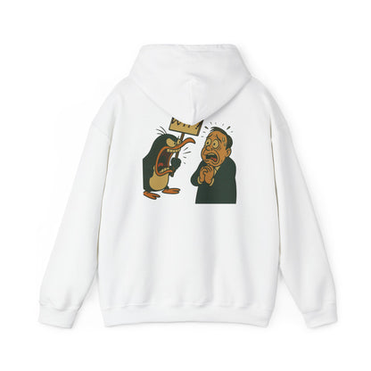 Hoodie — Cartoon Penguin Screams ‘No!’ Back Print Sweatshirt