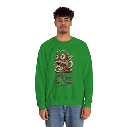 9 A.M. Coffee Mug Face Crewneck Sweatshirt