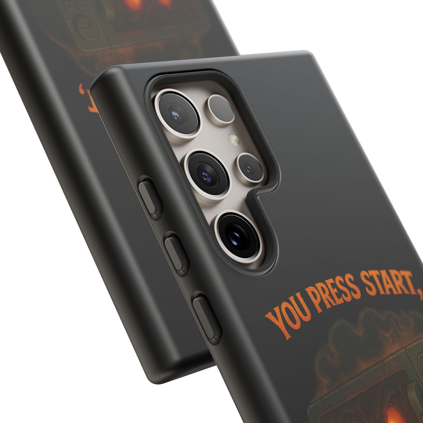 Phone Case — "You Press Start, I Press Scream" Spooky Retro Game Controller Design