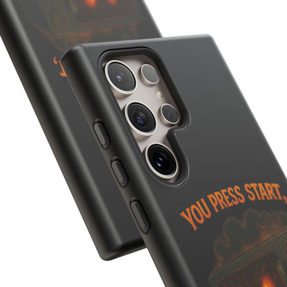 Phone Case — "You Press Start, I Press Scream" Spooky Retro Game Controller Design