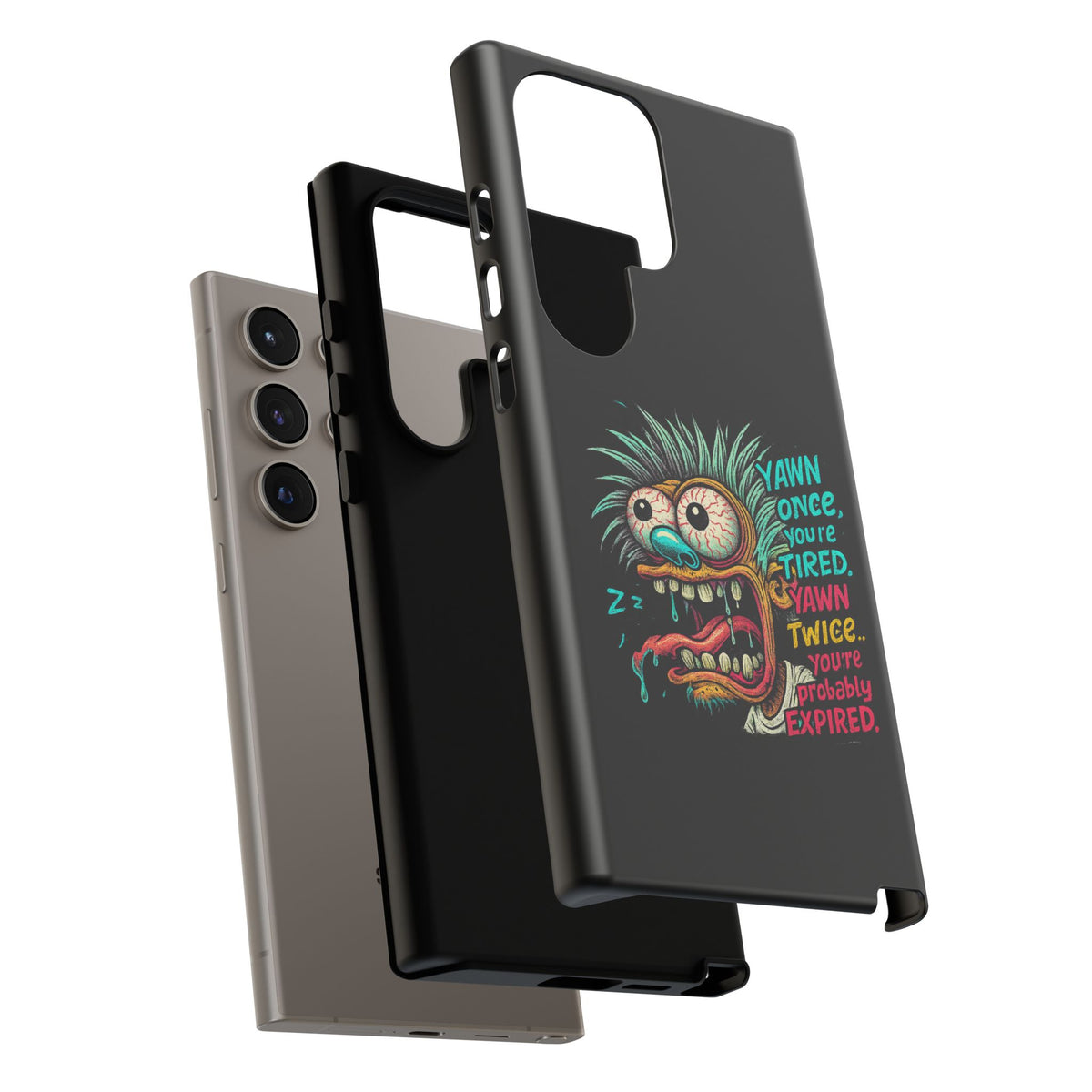 Phone Case — 'Yawn Once You're Tired, Yawn Twice You're Probably Expired' Retro Monster Graphic