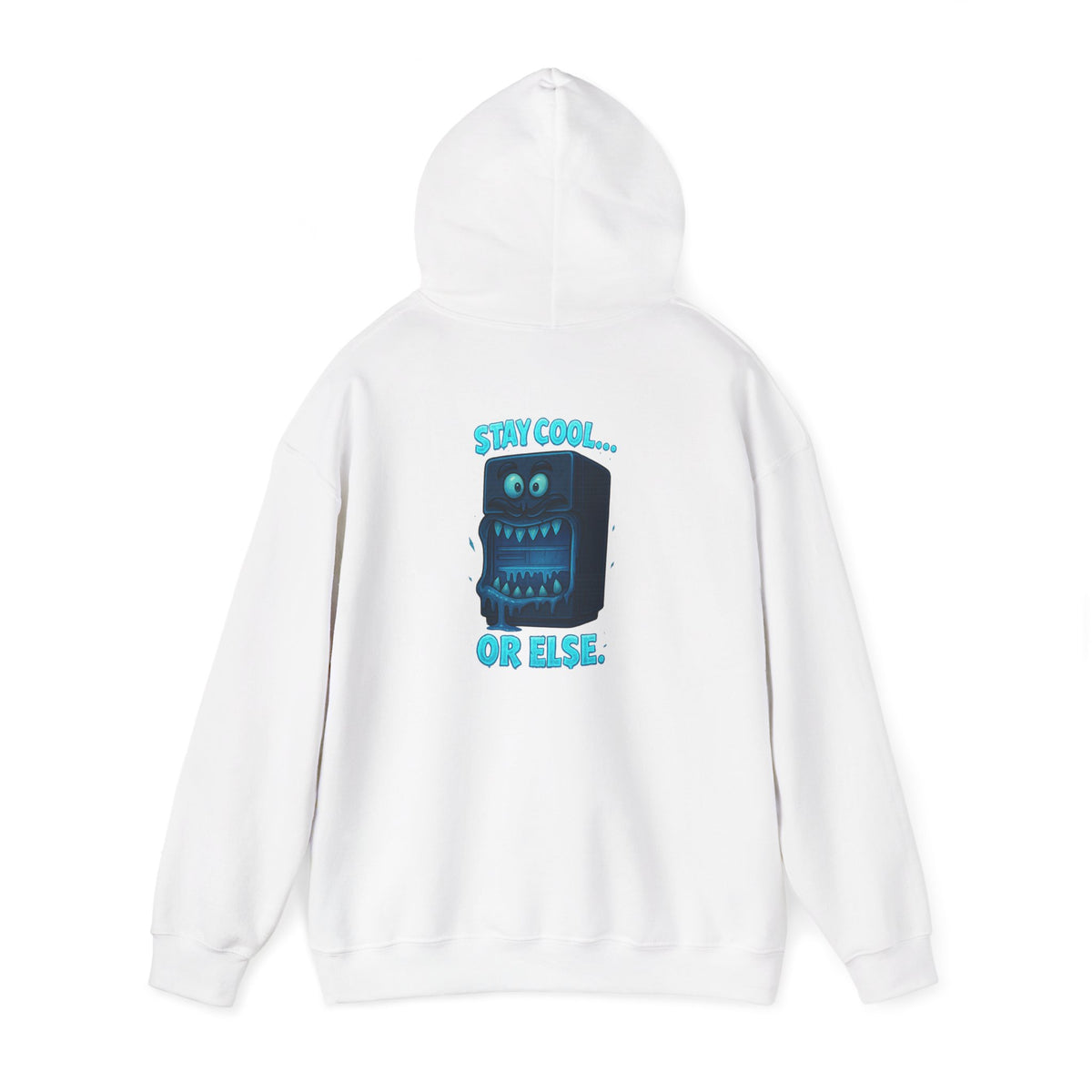 Retro Fridge Cabinet Hoodie — 'Stay in Line or Else' Graphic Pullover