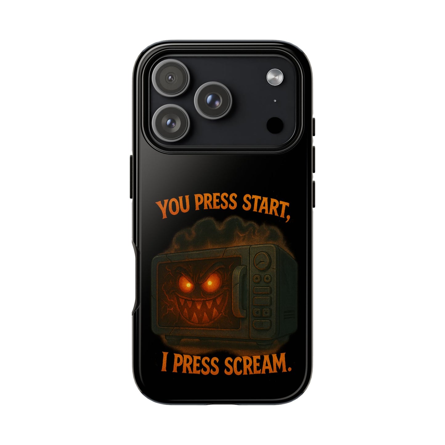 Phone Case — "You Press Start, I Press Scream" Spooky Retro Game Controller Design