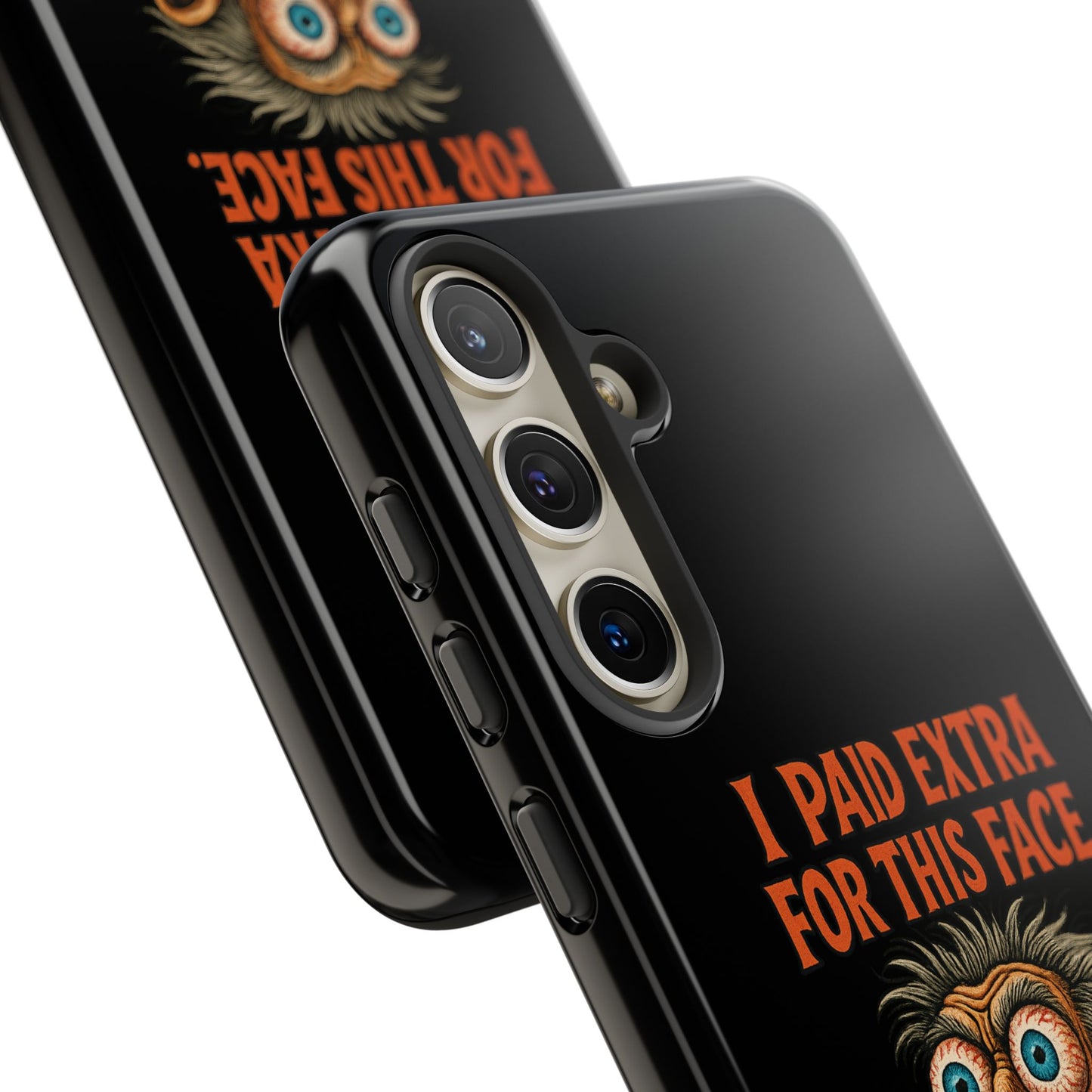 Funny ‘I Paid Extra For This Face’ Phone Case — Retro Horror Cartoon Design