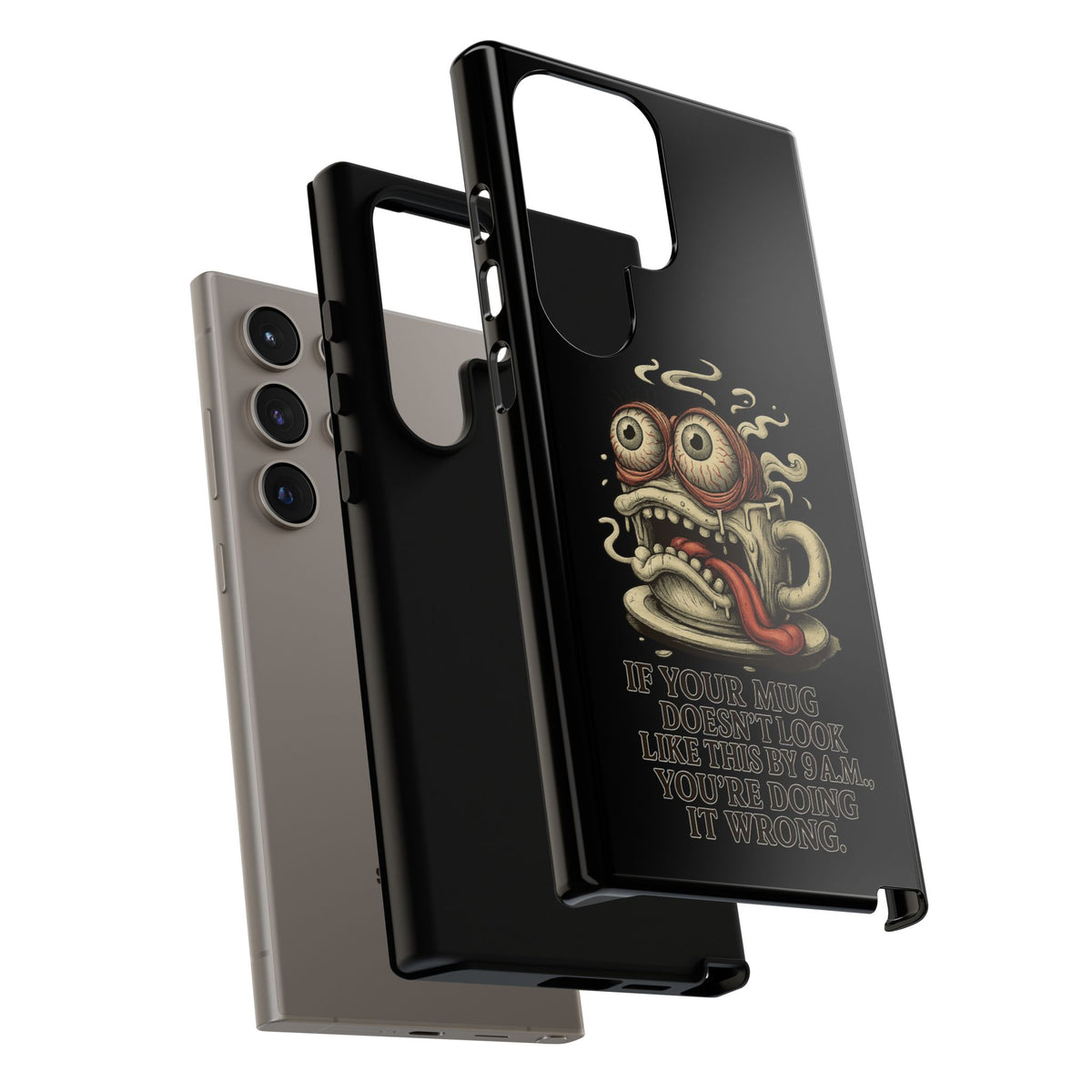 Tough Cases: Retro Hot Coffee Monster Phone Case — Funny 'If Your Mug...' Quote
