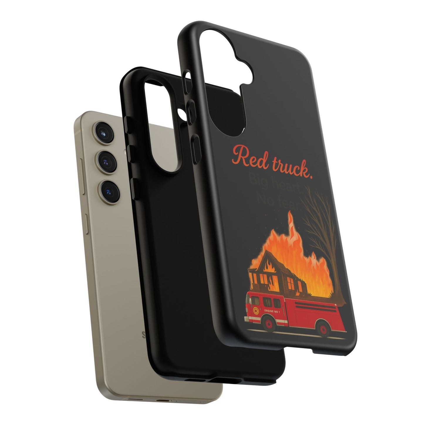 Phone Case — 'Red truck' Fire Truck Design, Vintage Firefighter Gift