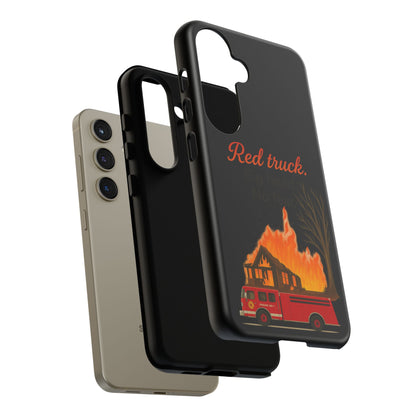 Phone Case — 'Red truck' Fire Truck Design, Vintage Firefighter Gift