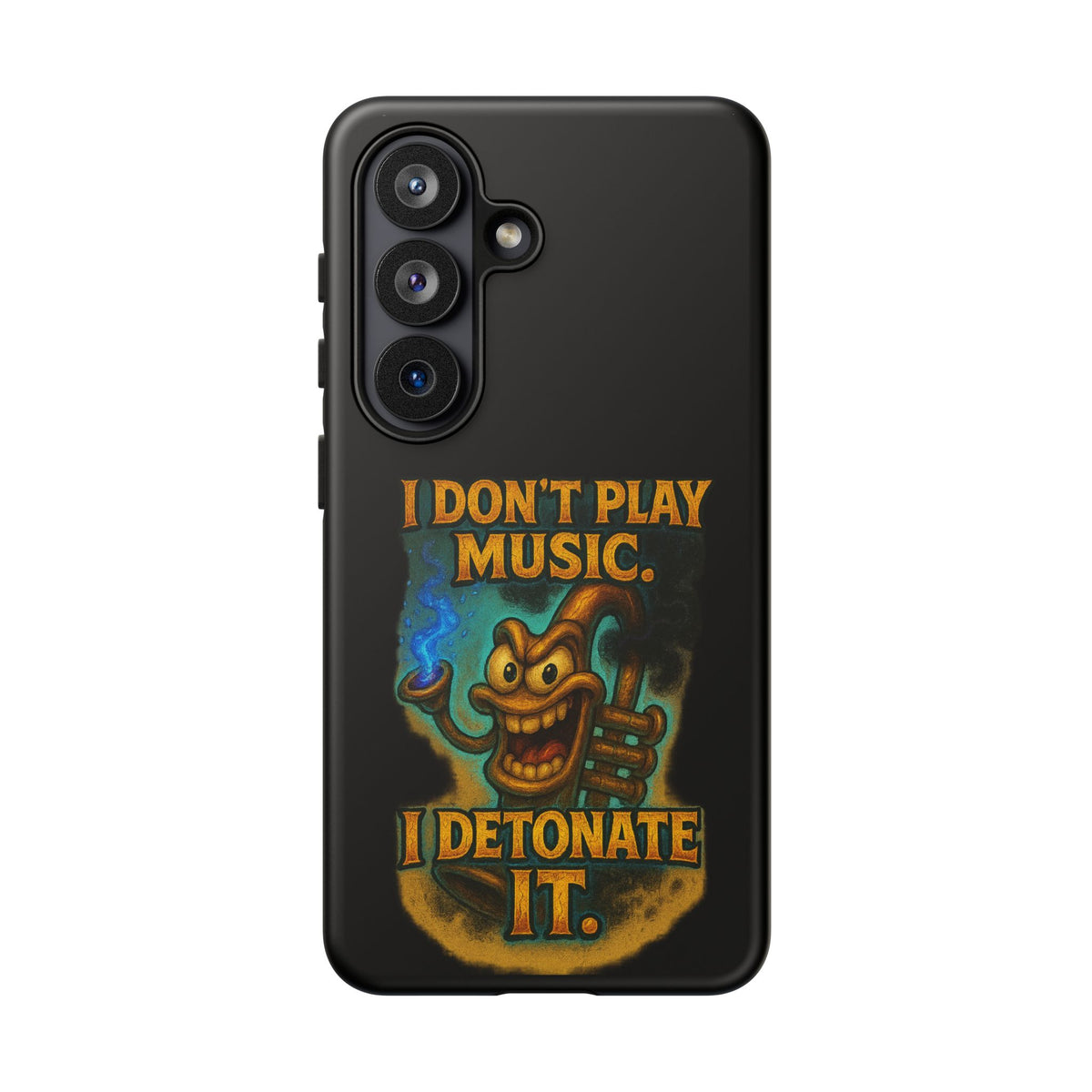 Phone Case — "I Don't Play Music. I Detonate It." Cartoon Bomb Graphic