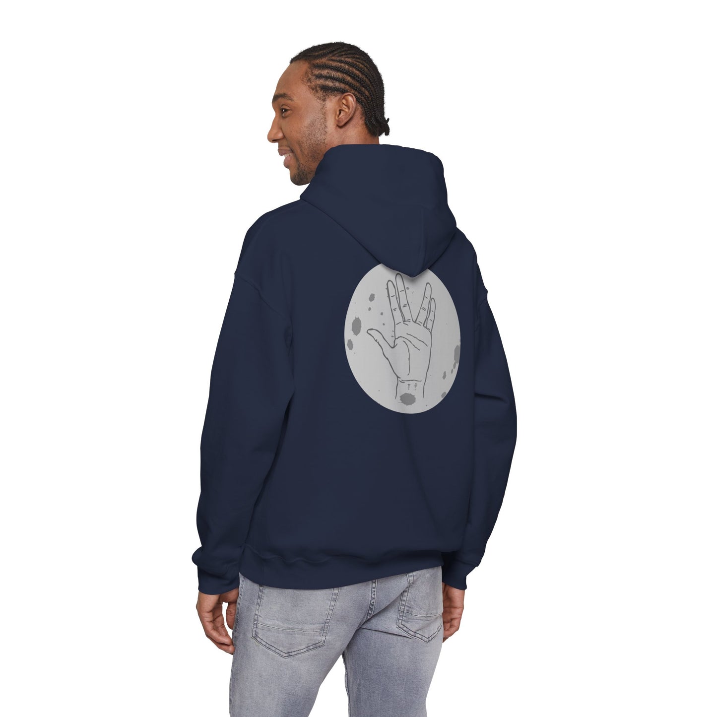 Vulcan Salute Hoodie — Retro Space Hand Graphic Pullover