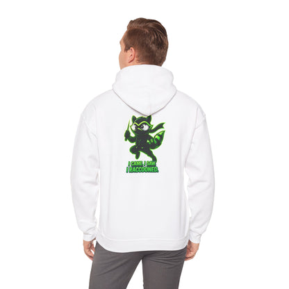 Raccoon Mascot Hoodie – "I Came, I Saw, I Raccooned" Graphic Pullover