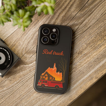 Phone Case — 'Red truck' Fire Truck Design, Vintage Firefighter Gift