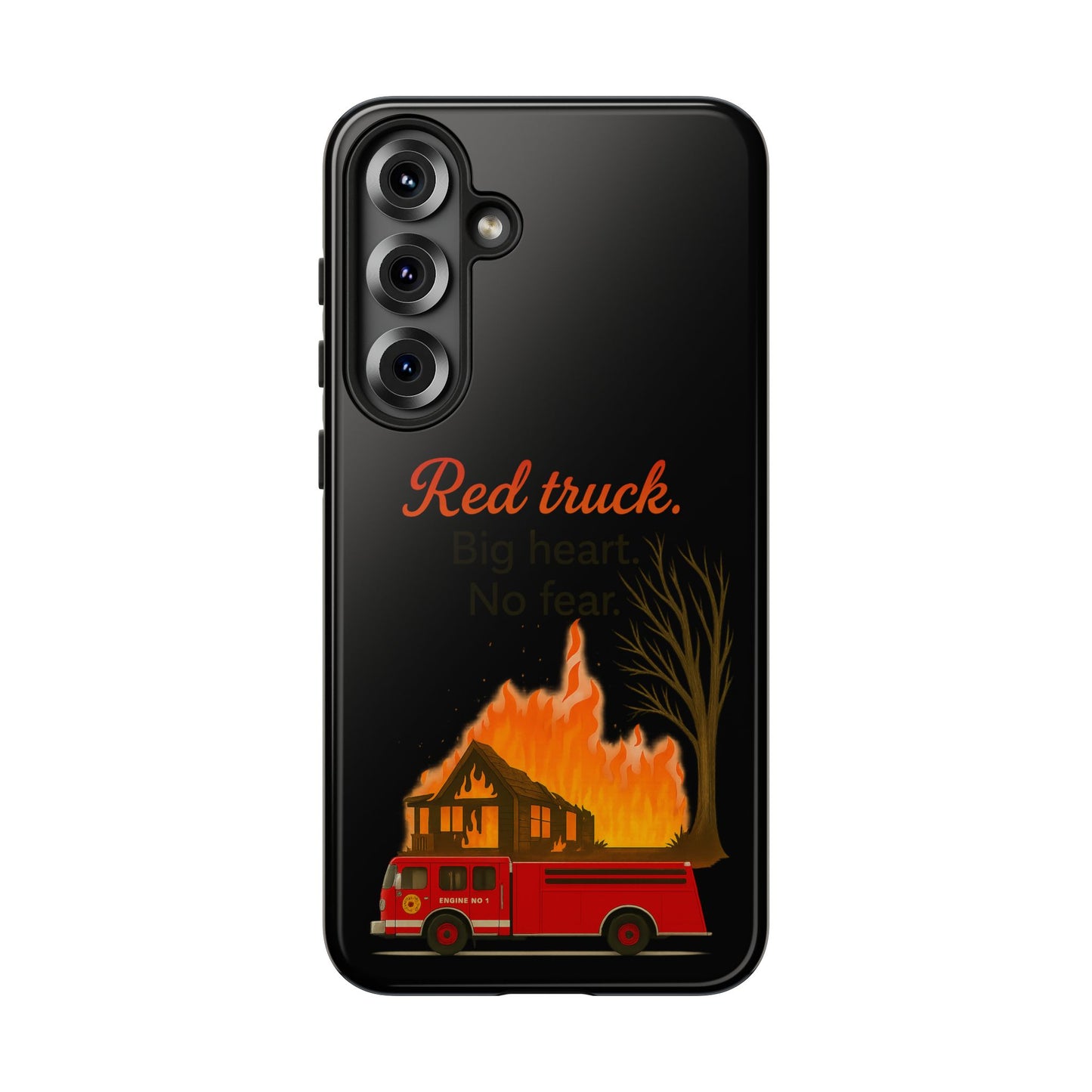 Phone Case — 'Red truck' Fire Truck Design, Vintage Firefighter Gift