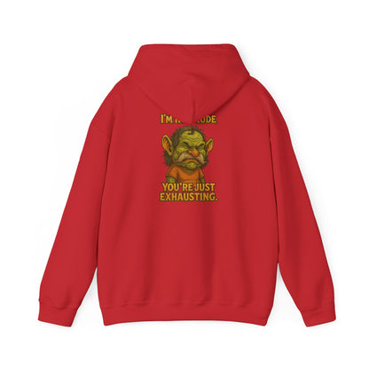 Troll Face Hoodie — "I'm Not Mad, You're Just Exhausting" Graphic Pullover
