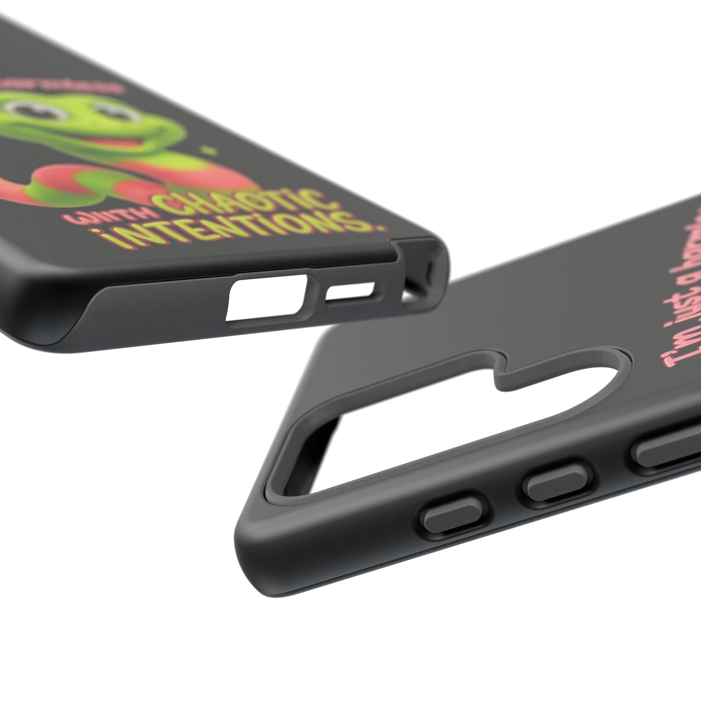 Phone Case — “I’m Just a Harmless Lil Worm… With Chaotic Intentions” Cute Cartoon Worm Design