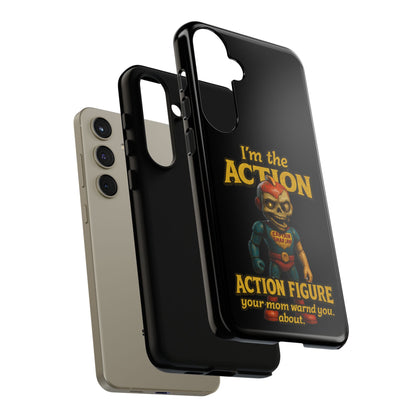 Action Figure Phone Case — "I'm the Action" Retro Skull Toy Design