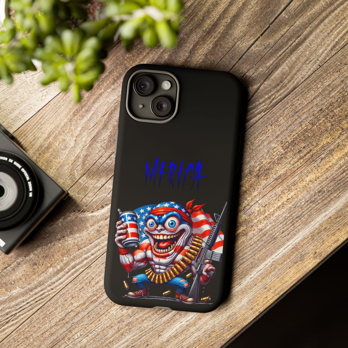 Phone Case — Patriotic 'Merica Clown with Flag, Beer & Rifle